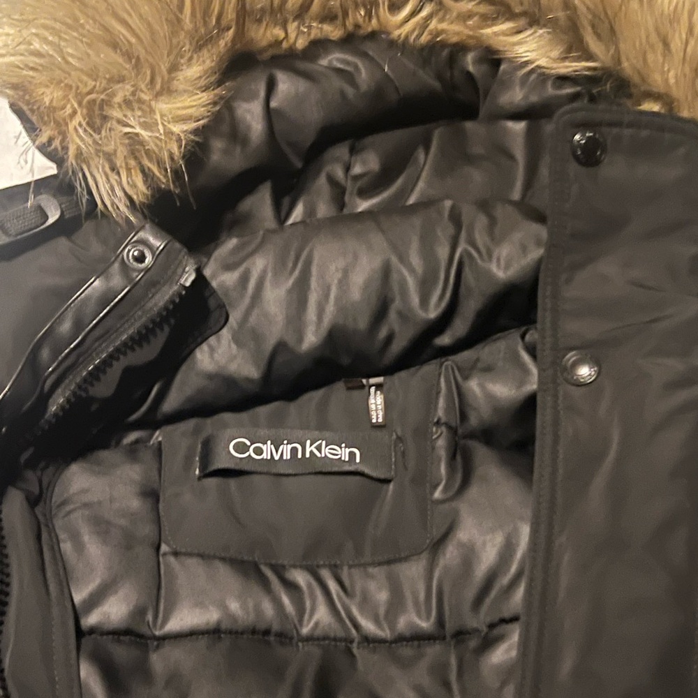 Calvin Klein Black Jacket with Faux Fur Trim
